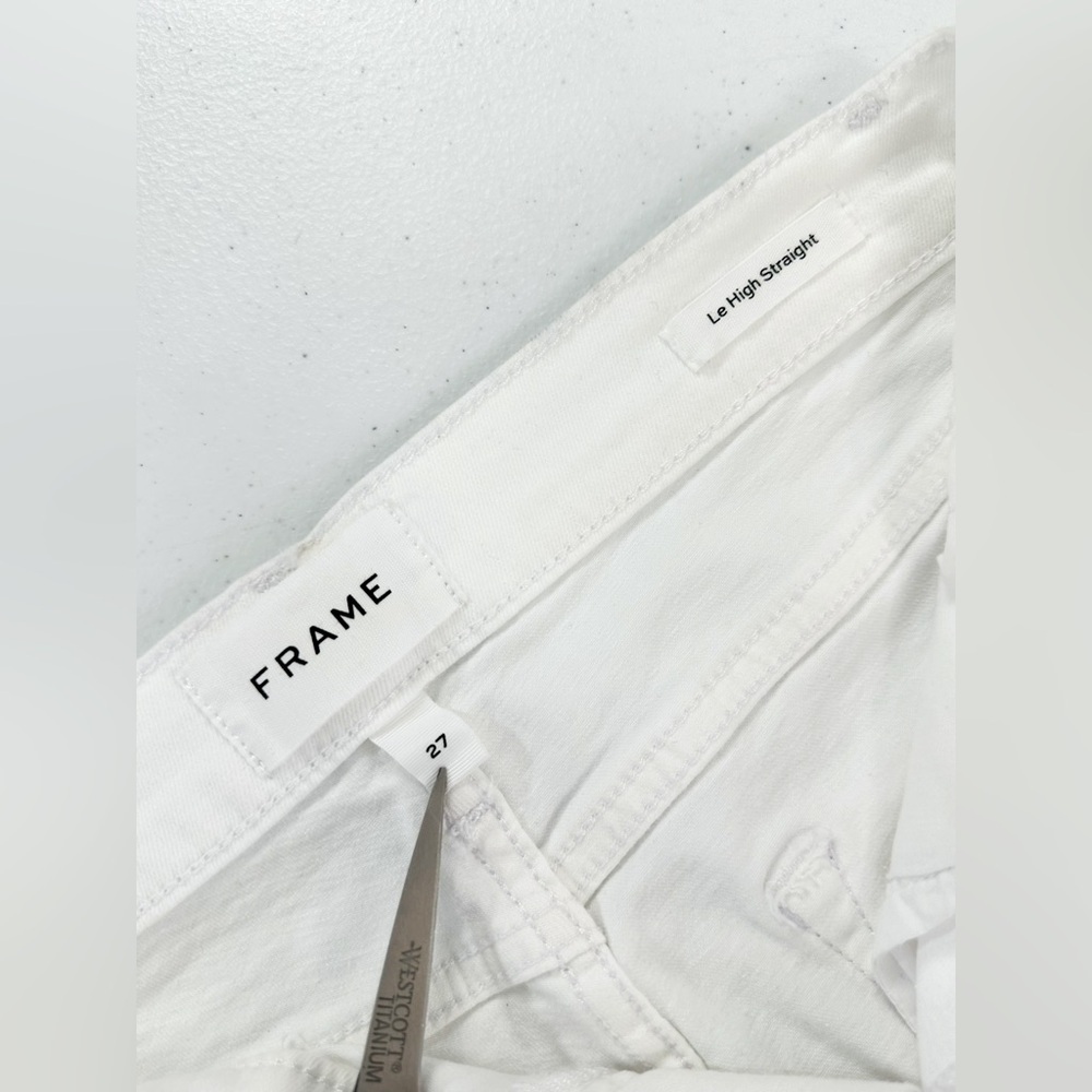 FRAME Le High Straight Blanc White Jeans Cropped Clean Minimal Resort Coastal 27 - Picture 5 of 16